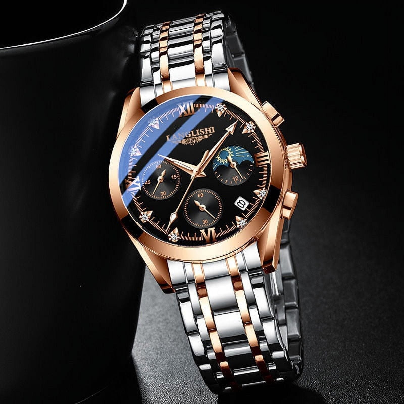 New Fashion Mens Watches POEDAGAR Leather/Stainless Steel Waterproof Luminous Sport Chronograph Quartz Men Wrist Watch
